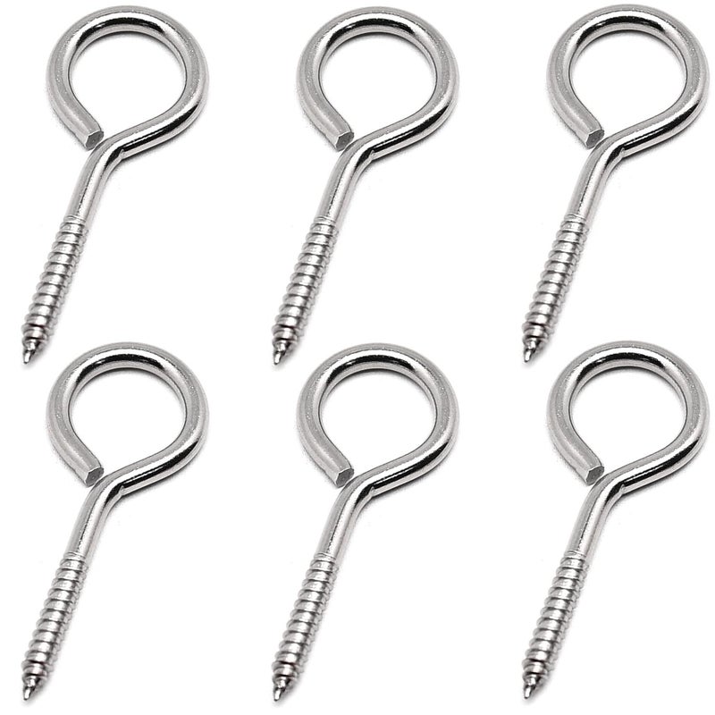 Surf turtle M5 6 Pcs 304 Stainless Steel Screw Eye Hooks,2-1/2 Inches Eyes Screw Hooks,Heavy Duty Screw,Rust-Resistant Self Tapping Eyelet Bolts,Load Bearing 200LB - Image 1